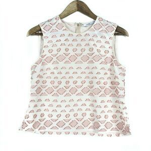 Becken Tank Top 4 Sleeveless Off White Orange Geometric Feminine Boho Chic